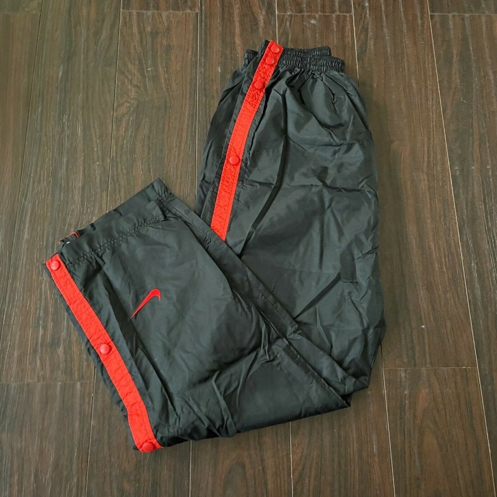 VTG Nike Mens Black Red Windbreaker Track Pants - Picture 1 of 5
